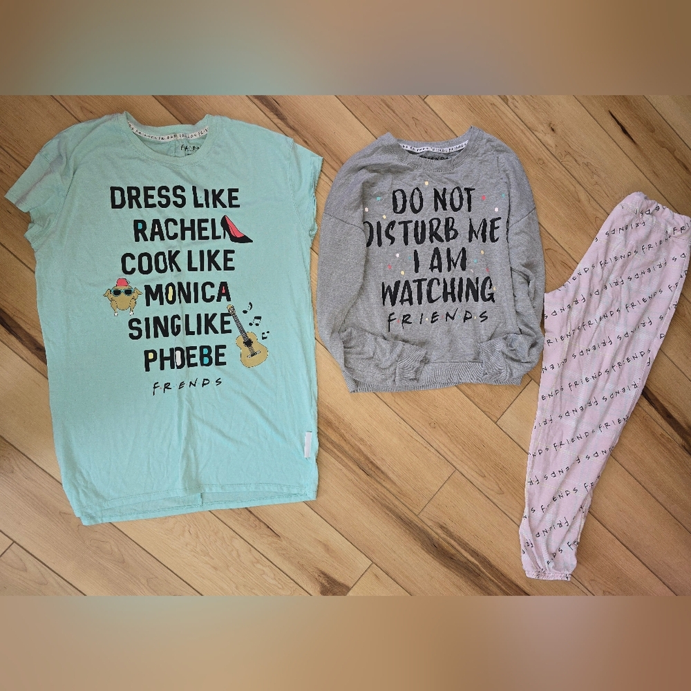 Green and Gray Friends Pajama Tops Relaxed Fit
